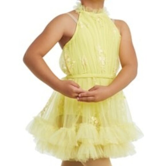 Yellow Ruffle Floral Weissman Dance Dress - Picture 1 of 8
